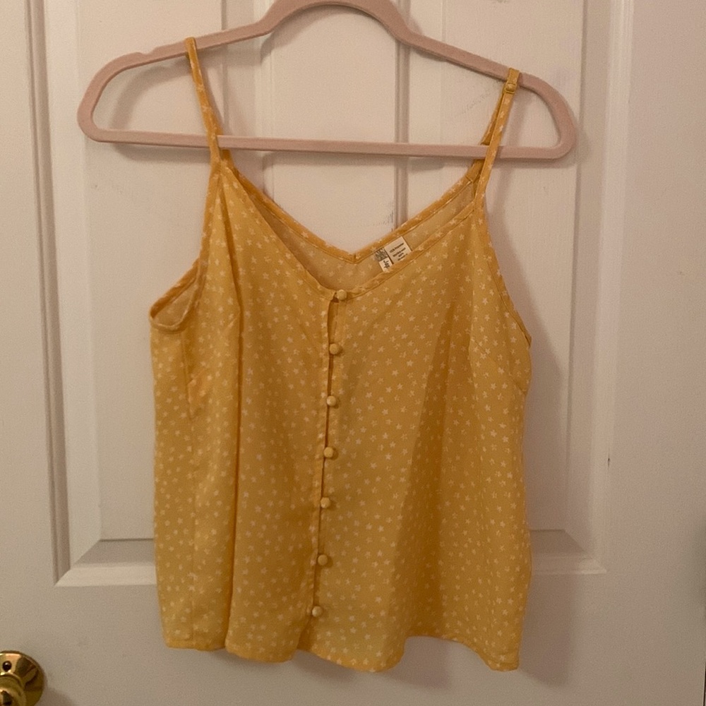 Yellow and white floral tank top
